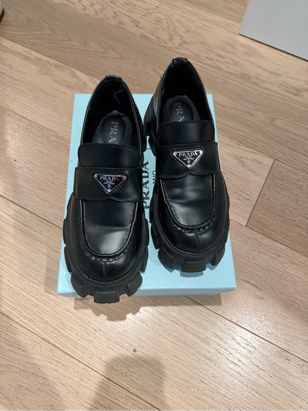 Prada Black Leather Loafers